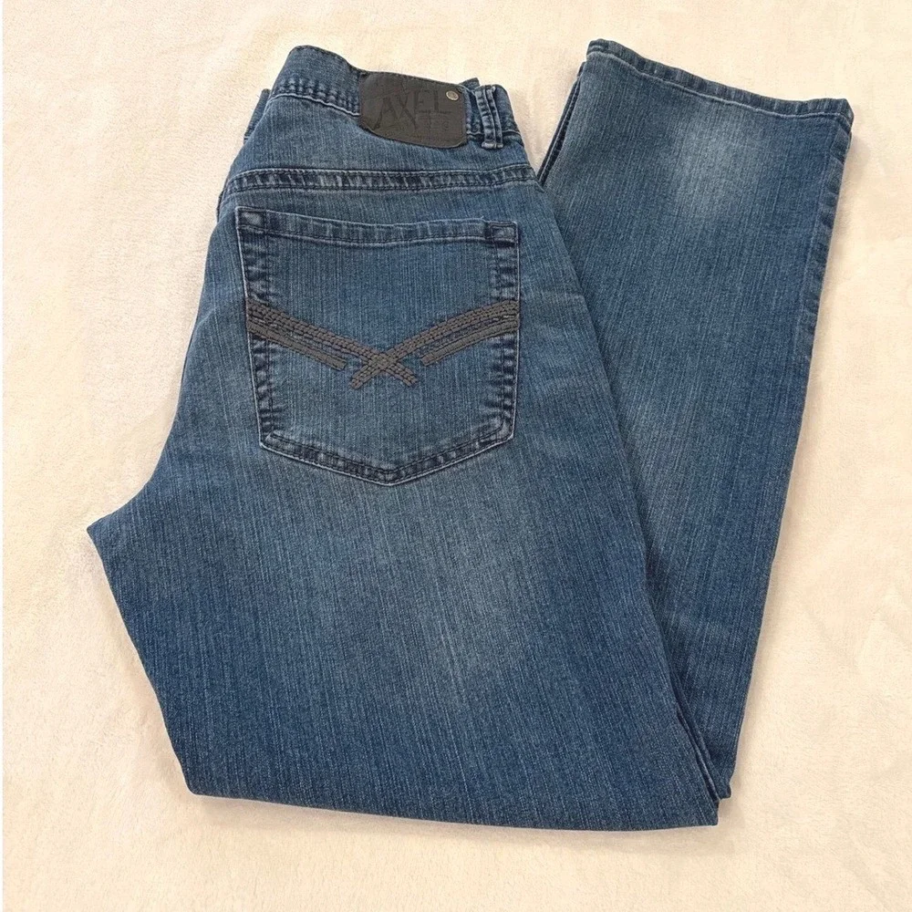 AXEL‎ BRAND Mens Slim Straight Blue Wash Denim Jeans W36 L32